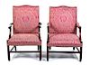 Two George III Mahogany Library Chairs Height 40 inches.