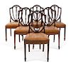 A Set of Six George III Mahogany Dining Chairs Height 37 inches.