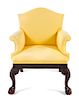 A George III Style Mahogany Armchair Height 37 5/8 x width 31 3/4 x depth 27 inches.