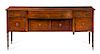 A Regency Style Mahogany Sideboard Height 34 1/2 x width 77 1/4 x depth 22 inches.