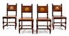 A Set of Four English Oak Chairs Height 35 1/2 inches.