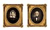A Pair of Chalk Portraits in Giltwood Frames Height of each 20 inches (visible).