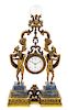 An American Gilt Metal and Lapis Lazuli Figural Mantel Clock Height 29 x width 17 3/4 x depth 7 inches.