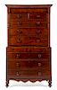 An American Empire Mahogany Chest on Chest Height 81 1/2 x width 45 x depth 20 inches.