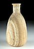 Unusual Egyptian Late Dynastic Banded Alabaster Bottle