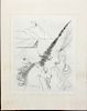 Etching, Unicorn and the Lady, Salvadore Dali