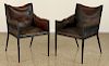 PAIR IRON LEATHER CHAIRS MANNER JEAN-MICHEL FRANK