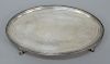 N. Harding Boston coin silver oval footed tray with Greek key top edge. 
11" x 14" 
27.4 troy ounces