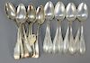 N. Harding Boston coin silver spoons including a set of eight and a set of eleven. 
14.1 total troy ounces
