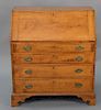 Tiger maple Chippendale slant lid desk, interior with stepped fan carved drawers. 
height 41 1/2 in., case width 36 in.