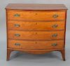 Federal bowed front four drawer chest, circa 1800. 
height 37 1/4 in., width 40 in.