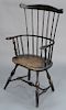 Windsor knuckle armchair with fan back, carved under seat: TS. seat height 17 1/2 in., total height 43 in.