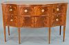 Federal mahogany sideboard, center drawer pull out desk flanked by drawers over two center doors flanked by two large drawers, set o...