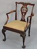 George II mahogany armchair with pierced carved splat, 18th century. 
seat height 17 in., total height 26 3/4 in. 
Provenance: A dea...