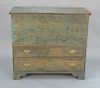 Chippendale blanket chest with lift top and two drawers on bracket base (retaining some blue paint). 
height 40 in., top: 18 1/2" x ...