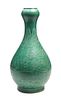 A Monochrome Green Glaze Porcelain Garlic Head Vase Height 9 3/4 inches.