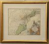 Johann Baptist Homann, hand colored double page engraved map, Virginia Marylandia et Carolina, sight size 19 1/4" x 23"