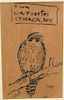 Louis Agassiz Fuertes (1874-1927),  ink on paper,  Falcon Perched on Limb,  From L.A. Fuertes Ithaca, N.Y.,  initialed lower...