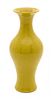 A Yellow Glazed Porcelain Vase Height 10 3/8 inches.