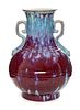 A Flambe Glazed Porcelain Vase Height 14 3/4 inches.