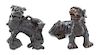 Two Bronze Lion-Form Scroll Weights Height of taller 2 1/4 inches.