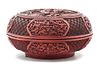 A Carved Cinnabar Lacquer Box and Cover Diameter 7 1/2 inches.