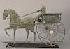 Copper weathervane, horse drawn wagon with rider having zinc head and feet. 
height 19 1/2 in., length 26 1/2 in.