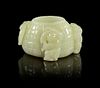 A Carved Jade Water Dropper Length 3 1/8 inches.