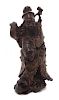 * A Boxwood Carving of a Sage Height 19 1/4 inches.