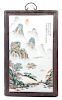 A Qianjiang Enameled Porcelain Plaque Height 21 x width 12 inches.