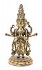 A Gilt Bronze Figure of Avalokiteshvara Height overall 9 inches.