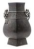* A Bronze Hexagonal Vase Height 15 1/2 x width 11 inches.
