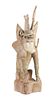 A Pottery Tomb Guardian, Zhenmushou Height 28 3/4 inches.