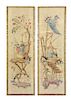 Four Chinese School Wallpaper Panels, Height 62 x width 18 1/2 inches.
