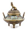 A Cloisonne Tripod Censer Height 7 1/2 inches.