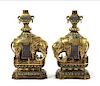 A Pair of Gilt Bronze and Cloisonne Enamel Models of Elephants Height of pair 10 inches (with stand).