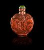 A Cinnabar Lacquer Snuff Bottle Height 3 1/4 inches.