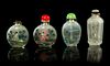 * A Group of Four Inside Painted Glass Snuff Bottles Height of tallest 2 7/8 inches.