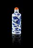 A Blue and White Porcelain Snuff Bottle Height 3 5/8 inches.