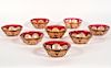 Eight Antique Baccarat Ruby Empire Finger Bowls
