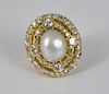 Pearl & Diamond Ring in 18kt Yellow Gold