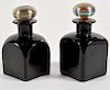 2 Steuben Mirror Black Glass Perfume Bottles
