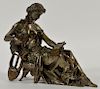 Bronze Figure of Lady with Lyre and Music Book