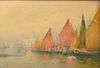 Signed 'Colorful Sails' Watercolor, 1901