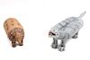 Four New Mexican Carved and Painted Wood Folk Art Animals Height of larger armadillo 5 1/2 x length 18 1/2 inches