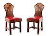 Pair of Contemporary Carved Wood Chairs by New West Height 36 x width 16 x depth 16 inches