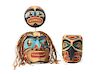 Two Kwakwaka'wakw Carved Wood Polychrome Masks Height of largest 6 1/4 x width 5 1/2 inches