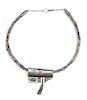 Raymond Sequaptewa (Hopi, b. 1948) Silver and Turquoise Necklace Length 17 inches