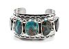Edison Begay (Dine, b. 1954) Silver & Turquoise Cuff Bracelet Length 6 x opening 1 1/4 x width 1 5/8 inches
