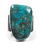Jerry Roan (Dine, 20th Century) Monumental Silver and Turquoise Cuff Length 5 3/4 x opening 1 3/8 x width 4 inches